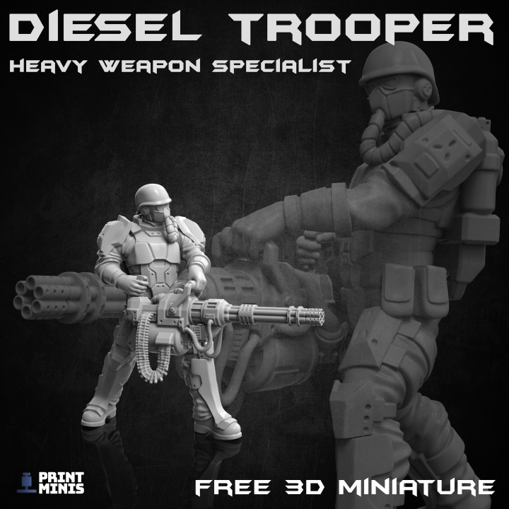 gratis dieselpunk pesado armas soldado autoridad 3D print model - Mito3D