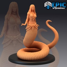 lamia snake woman girl reptile hybrid swamp encounter store fantasy female medieval monster rpg warhammer enemy tabletop dungeon dnd pathfinder npc pre-supported supported pre 3d print model - Mito3D