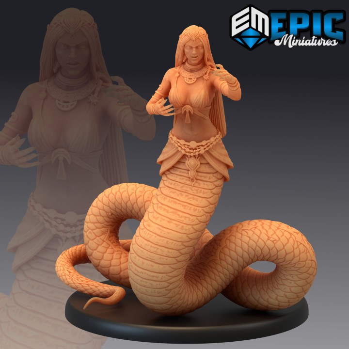 Lamia wütend Schlange Frau Mädchen Reptil Hybrid Sumpf Begegnung Geschäft Fantasie weiblich mittelalterlich Monster Rollenspiel Kriegshammer Feind Tischplatte Verlies Attacke dnd 3D print model - Mito3D