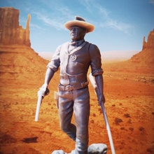 John Wayne açao ocidental figura ventilador arte 3d print model - Mito3D