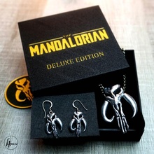 mandalorian earrings necklace fan art fashion jewelry jew mmu 3d print model - Mito3D