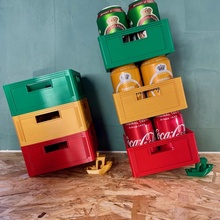 stackable beer crate & garden classic green red yellow coca cola benchy squash cans tuborg stackablebeercrate 3d print model - Mito3D
