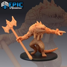 coccodrillo guerriero capo palude alligatore folk croc tribù giocattoli Giochi ascia fantasia medievale mostro rpg warhammer nemico tavolo prigione dnd 3d print model - Mito3D