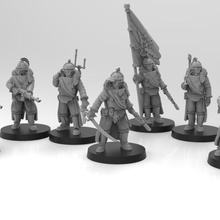 lunar auxilia command - presupported toys & games horus commander flag solar standard chaos 28mm squad bearer heresy traitor 3d print model - Mito3D