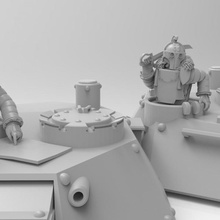 lunar auxilia tank commanders - presupported toys & games horus solar chaos 28mm heresy renegade traitor 3d print model - Mito3D