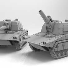 lunar auxilia artillery - presupported toys & games tank vehicle solar 28mm medusa basalisk heresy renegades heretics 3d print model - Mito3D