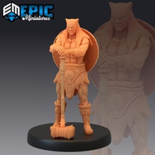 barbarian champion hammer masked warrior melee adventurer toys & games fantasy medieval monster rpg warhammer character enemy tabletop dungeon dnd pathfinder npc pre-supported supported pre palyer 3d print model - Mito3D