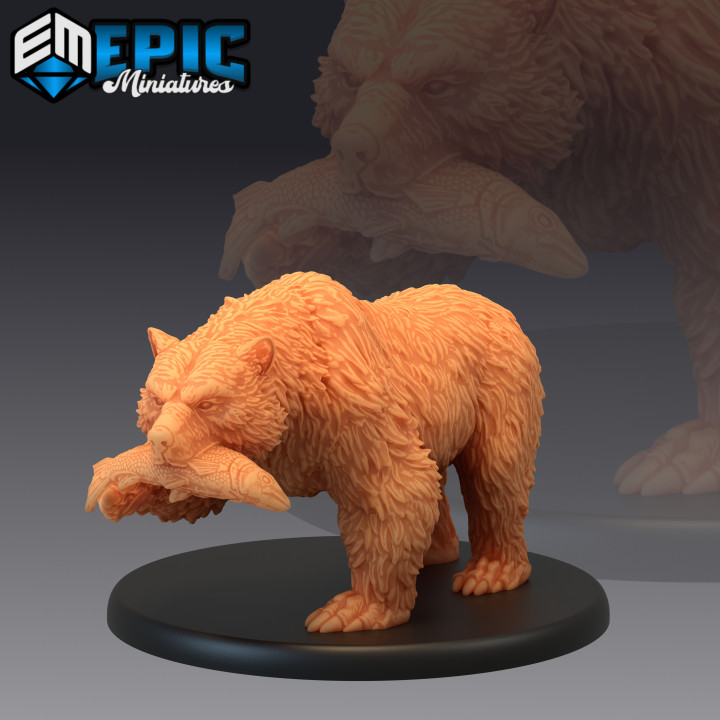 grizzly orso pesca selvaggio animale nero foresta incontrare Marrone polare giocattoli Giochi fantasia medievale mostro rpg warhammer nemico tavolo terribile 3D print model - Mito3D