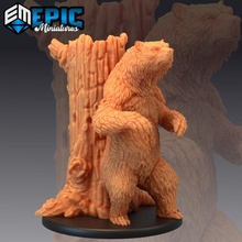 grizzly bear tree stump wild animal black forest encounter brown polar toys & games fantasy medieval monster rpg warhammer enemy tabletop dire dungeon dnd pathfinder npc pre-supported supported pre 3d print model - Mito3D