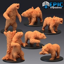 grizzly bear set wild animal black forest encounter brown polar toys & games armor fantasy medieval monster mount rpg warhammer enemy tabletop dire dungeon dnd pathfinder saddle armored npc pre-supported supported pre 3d print model - Mito3D