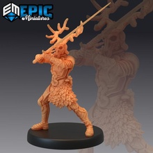 green knight fighting druid forest warrior nature guardian toys & games fantasy medieval monster player rpg warhammer character enemy tabletop dungeon dnd adventurer pathfinder npc pre-supported supported pre 3d print model - Mito3D