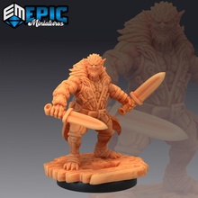 batbear sword bat bug bear hybrid hairy goblin cave encounter store fantasy medieval monster rpg warhammer enemy tabletop bugbear dungeon dnd pathfinder npc pre-supported supported pre 3d print model - Mito3D