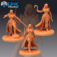 dark elf rogue set elvish adventurer girl hooded female player character store fantasy medieval monster rpg warhammer woman enemy tabletop dungeon dnd pathfinder drow npc pre-supported supported pre 3d print model - Mito3D
