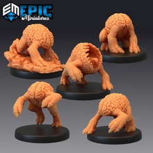 intellect crawler set mind devourer brain creeper psionic encounter store fantasy medieval monster rpg warhammer enemy tabletop dungeon dnd pathfinder npc flayer pre-supported supported pre 3d print model - Mito3D