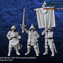 spaniard humans - command group foot fantasy spanish wargame empire 28mm 3d print model - Mito3D