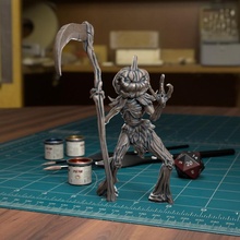 pumpkin scarecrow scythe pre-supported toys & games fantasy miniatures minis sculpting dnd presupported 3d print model - Mito3D