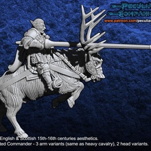 anglo-scottish elfs - mounted commander elk toys & games fantasy wargames english 28mm 3d print model - Mito3D