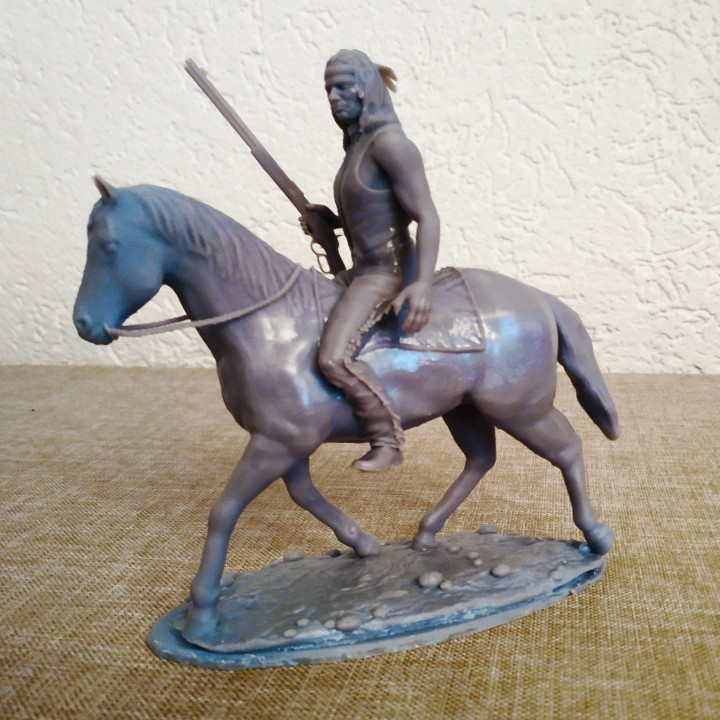 native warrior horseback fan art 3D print model - Mito3D