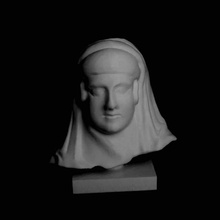cabeza superior mujer llevaba sakkos bolsa tocado himation manto museo británico londres scan 3d print model - Mito3D