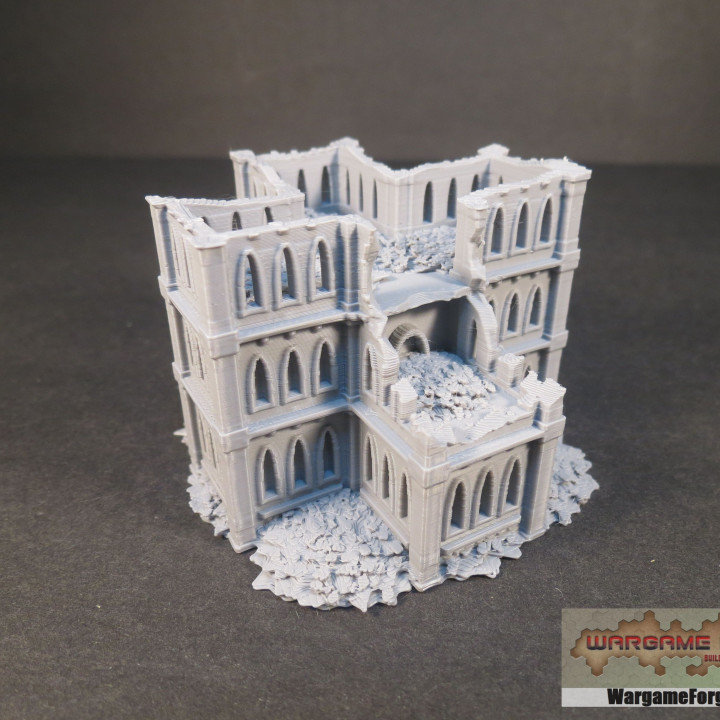 gothic epic ruined building 3 toys & games 40k terrain 6mm battletech 8mm adeptus titanicus 3D print model - Mito3D