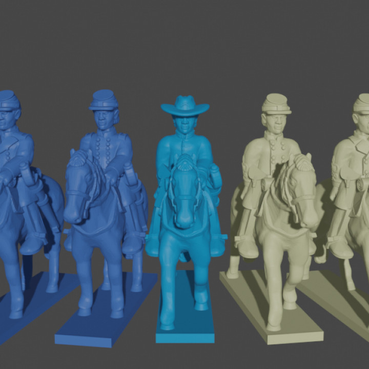 10 & 15mm american civil war mounted officers toys games america black epic horse cavalry union command 10mm powder confederate officer acw confederacy asunder 3D print model - Mito3D