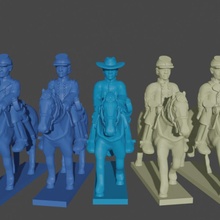 10 & 15mm american civil war mounted officers toys games america black epic horse cavalry union command 10mm powder confederate officer acw confederacy asunder 3d print model - Mito3D