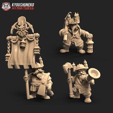 dwarf miner command group dragon dungeons miniatures wargaming warhammer tabletop dnd sigmar 3d print model - Mito3D