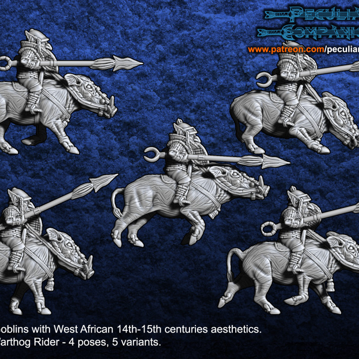 Oeste africano orcos duendes duende ligero caballería juguetes juegos fantasía guerra jabalí 28mm 3D print model - Mito3D