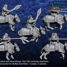 west african orcs & goblins - orc cavalry toys games fantasy wargames bull 28mm 3d print model - Mito3D