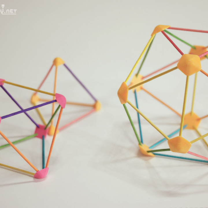 platonik katı oyuncaklar çokyüzlü bağlanmak ahşap Barlar oyunlar oyuncak Platonik destek eğitici 3D print model - Mito3D