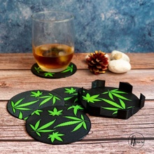 cannabis verre Célibataire mmu Coaster double déco multicolore 3d print model - Mito3D