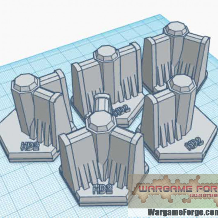 anti-mech walls magnetic hex tile set toys & games scale terrain map battletech 3D print model - Mito3D