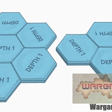 depth 1 water 4 7 magnetic hex tile cluster toys & games scale terrain map battletech 3d print model - Mito3D