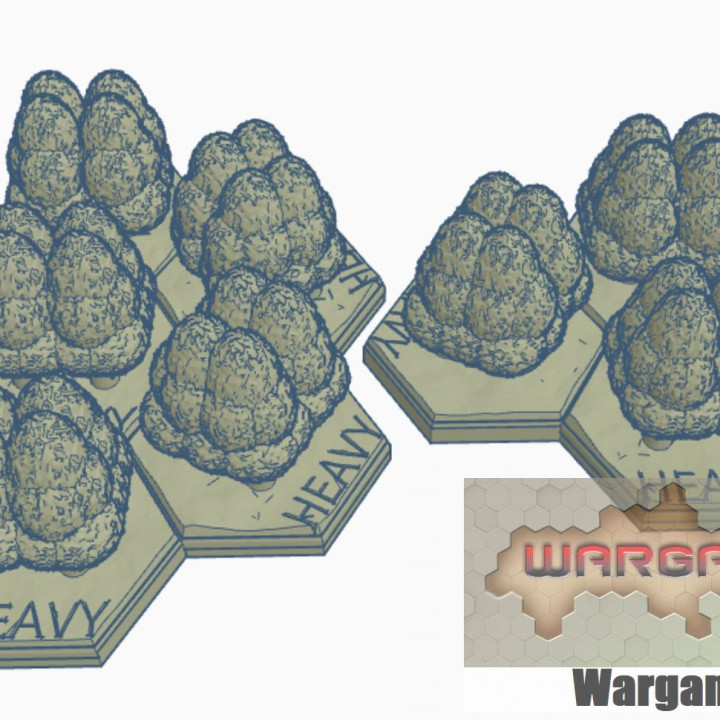heavy forest 4 7 magnetic hex tile cluster toys & games scale terrain map battletech 3D print model - Mito3D