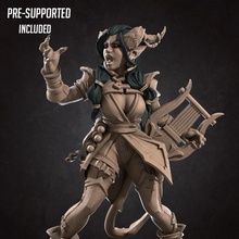 tiefling bard toys & games female instrument modular music wizard mage boardgame tabletop musician pinup dnd harp sing lyre sorcerer hellspawn tieflings 3d print model - Mito3D