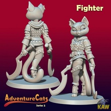 fighter cat toys & games cute fantasy warrior tabletop dnd tabaxi 3d print model - Mito3D