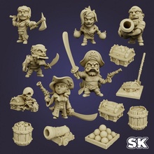 pirati giocattoli Giochi cartone animato scheletro Tesoro cannone minis chibi equipaggio 3d print model - Mito3D