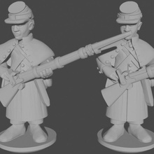 10 15mm americano civil guerra infantería abrigos cargando pose 9 juguetes juegos negro épico Excelente Saco Unión 10mm polvo confederado 3d print model - Mito3D