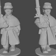 10 & 15mm american civil war infantry greatcoats marching pose 1 toys games black epic great coat union 10mm powder confederate acw confederacy asunder fredricksburg 3d print model - Mito3D