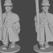 10 & 15mm american civil war infantry greatcoats marching pose 2 toys games black epic great coat union 10mm powder confederate acw confederacy asunder fredricksburg 3d print model - Mito3D