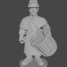 10 15mm americano civile guerra batteristi cappotti inattivo posa 1 giocattoli Giochi nero epico grande cappotto fanteria musicista batterista unione comando 10mm 3d print model - Mito3D