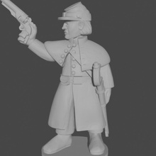 10 & 15mm american civil war officers greatcoats cocking revolvers toys games black epic great coat infantry union command 10mm powder confederate officer confederacy asunder 3d print model - Mito3D