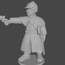 10 & 15mm american civil war officers greatcoats firing revolvers toys games black epic great coat infantry union command 10mm powder confederate officer acw confederacy asunder 3d print model - Mito3D