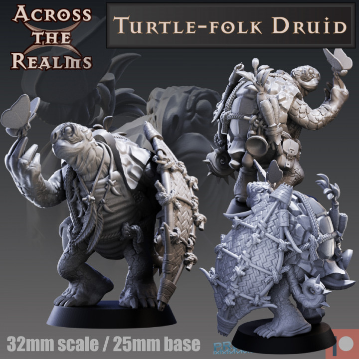 turtle-folk druid toys & games gaming miniature tabletop dnd tortle 5e 3D print model - Mito3D