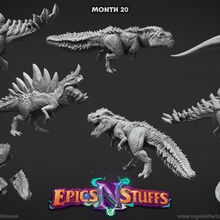 epics 'n' stuffs month 20 releases - pre-supported toys & games dino dragons dungeons jurassic miniatures monster statue t-rex hunter boardgame base tabletop dinosaurs minis tyrannosaurus dnd bundle 5th supported epicsnstuffs 3d print model - Mito3D