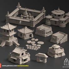 lontan commercial haven printing designs bundle futuristic oriental city scifi buildings terrain scenery wargames toys & games building star tower warhammer store asia wars gate palace legion infinity bases market corvus yujing panicroom 3d print model - Mito3D