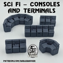 sci fi - console banks terminals toys & games scifi terminal 28mm 32mm stargrave sablebadger 3d print model - Mito3D