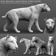 Smilodon popülatör saber toothed kaplan yürüme oyuncaklar oyunlar hayvan kedi yaratık mini Arkadaş minyatür tarih öncesi masaüstü memeli yeniden yapılanma d dnd Zindanlar ejderhalar kılıç dişli nesli tükenmiş 3d print model - Mito3D
