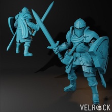 male human knight bahamut longsword shield presupported toys & games fantasy fighter warrior paladin d&d dnd dungeons dragons 3d print model - Mito3D