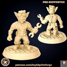 goblin mechanic board fantasy game mini model rpg miniature bomb engineer warcraft wargame bomber d&d explosive dnd role-playing pathfinder specialist artificer pre-supported artifice 3d print model - Mito3D